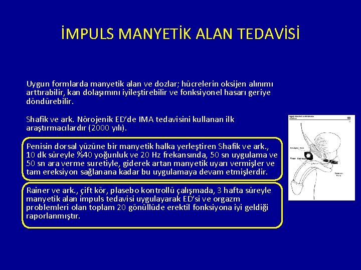 İMPULS MANYETİK ALAN TEDAVİSİ Uygun formlarda manyetik alan ve dozlar; hücrelerin oksijen alınımı arttırabilir,