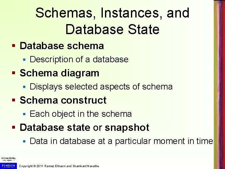 Schemas, Instances, and Database State § Database schema § Description of a database §
