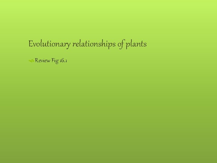 Evolutionary relationships of plants Review Fig 16. 1 