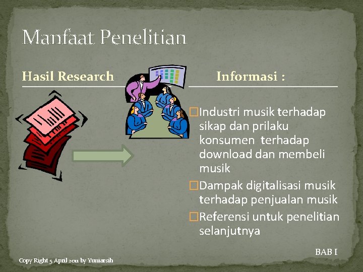 Manfaat Penelitian Hasil Research Informasi : �Industri musik terhadap sikap dan prilaku konsumen terhadap