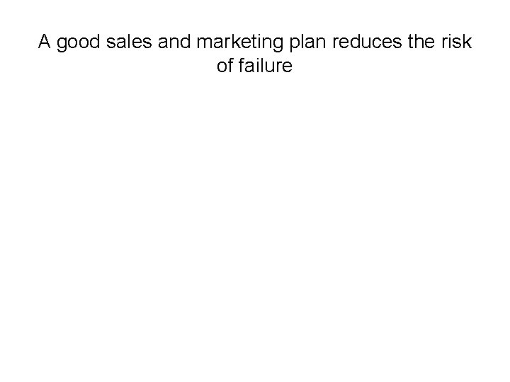 A good sales and marketing plan reduces the risk of failure 