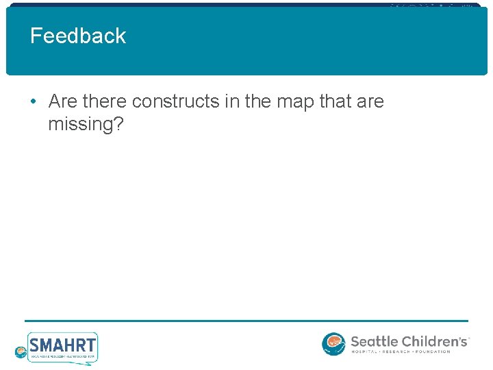 Feedback • Are there constructs in the map that are missing? 