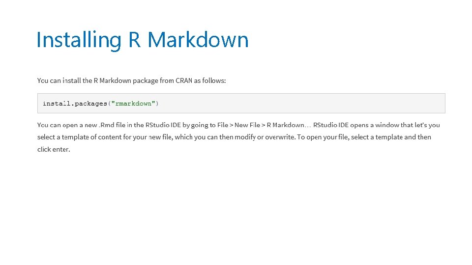 Installing R Markdown 