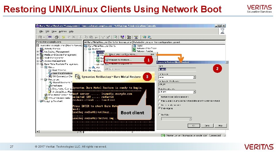 Restoring UNIX/Linux Clients Using Network Boot 1 2 3 Boot client 27 © 2017