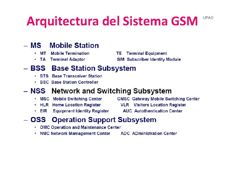 Arquitectura del Sistema GSM UPAO 
