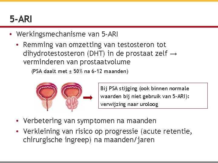5 -ARI • Werkingsmechanisme van 5 -ARI • Remming van omzetting van testosteron tot