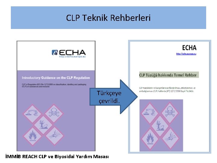 CLP Teknik Rehberleri Türkçeye çevrildi. İMMİB REACH CLP ve Biyosidal Yardım Masası 