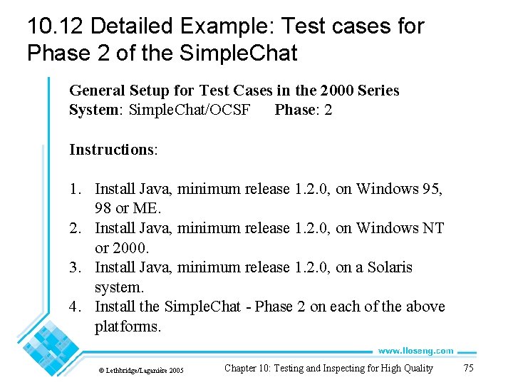 10. 12 Detailed Example: Test cases for Phase 2 of the Simple. Chat General