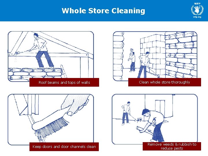 Whole Store Cleaning Roof beams and tops of walls Keep doors and door channels