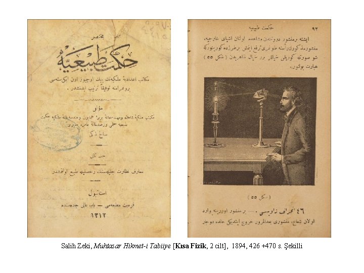 Salih Zeki, Muhtasar Hikmet-i Tabiiye [Kısa Fizik, 2 cilt], 1894, 426 +470 s. Şekilli