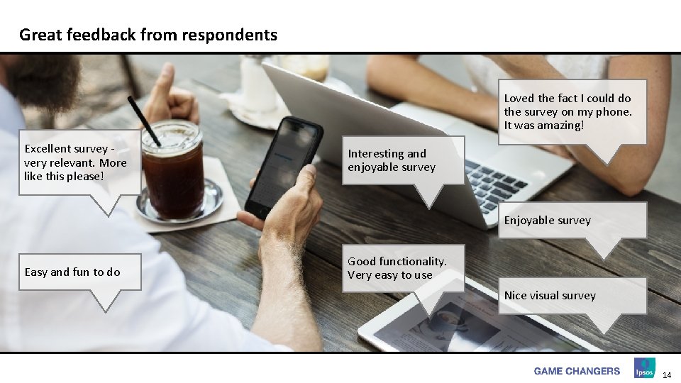 Great feedback from respondents Loved the fact I could do the survey on my