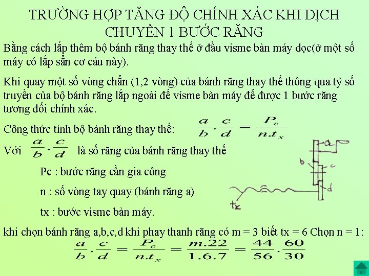 TRƯỜNG HỢP TĂNG ĐỘ CHÍNH XÁC KHI DỊCH CHUYỂN 1 BƯỚC RĂNG Bằng cách