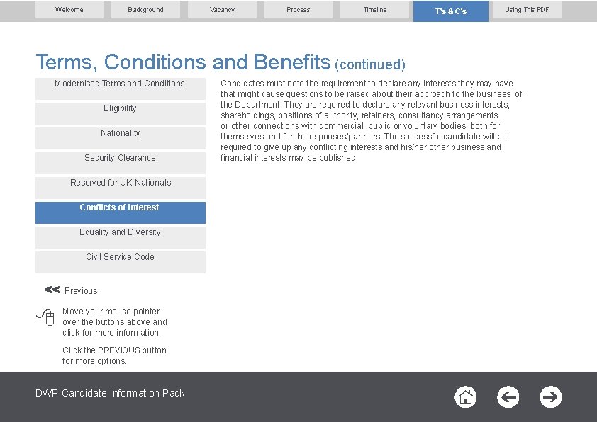 Welcome Background Vacancy Process Timeline T’s & C’s Using This PDF Terms, Conditions and