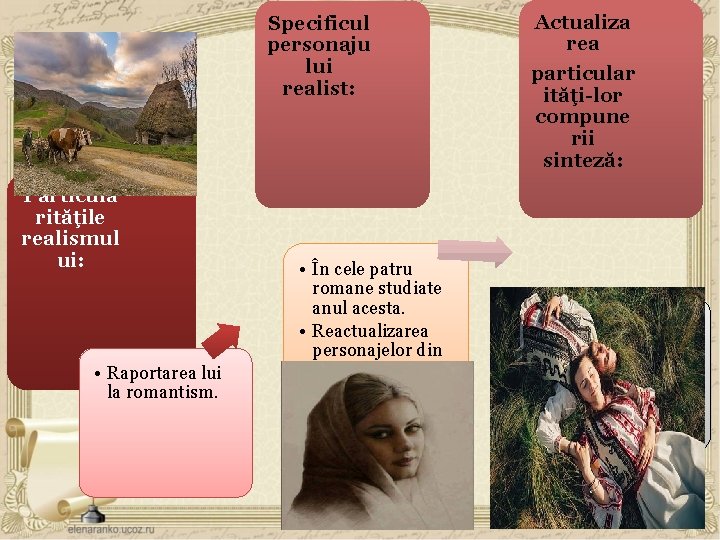 Specificul personaju lui realist: Particula rităţile realismul ui: • Raportarea lui la romantism. •