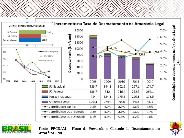  • Amazônia Legal – Proteção Ambiental das TIs • Dados do PPCDAM, além