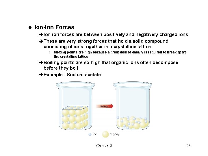 l Ion-Ion Forces èIon-ion forces are between positively and negatively charged ions èThese are