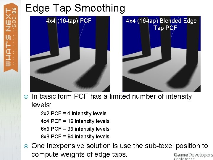 Edge Tap Smoothing 4 x 4 (16 -tap) PCF > In basic form PCF