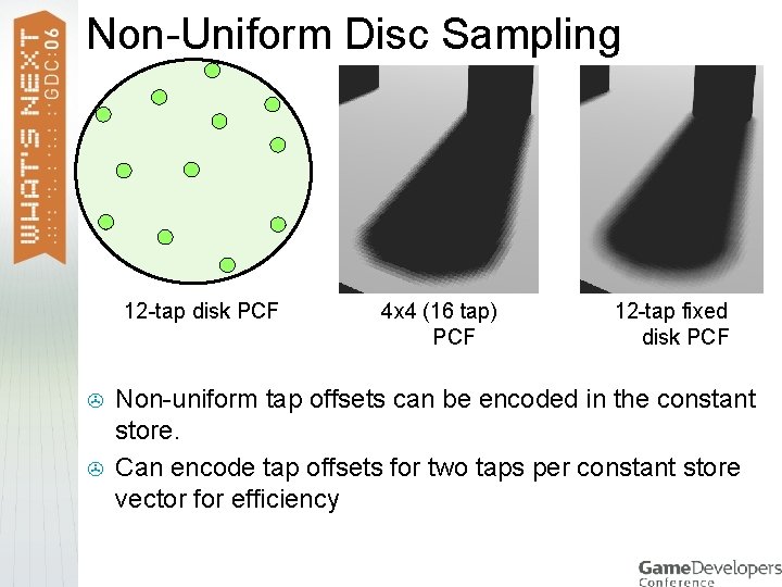 Non-Uniform Disc Sampling 12 -tap disk PCF > > 4 x 4 (16 tap)
