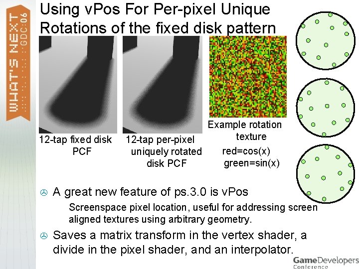 Using v. Pos For Per-pixel Unique Rotations of the fixed disk pattern 12 -tap