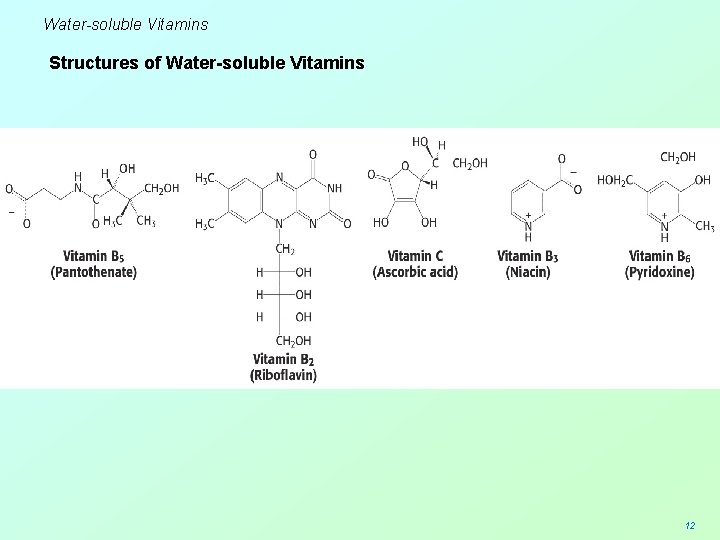 Water-soluble Vitamins Structures of Water-soluble Vitamins 12 