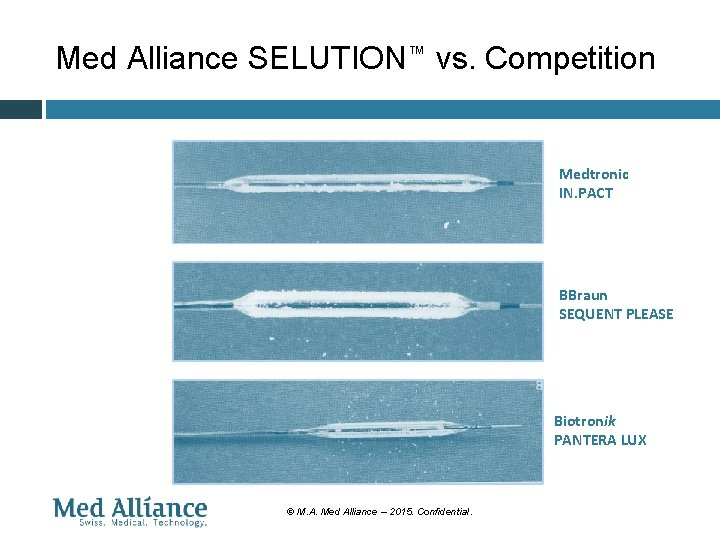 Med Alliance SELUTION™ vs. Competition Medtronic IN. PACT BBraun SEQUENT PLEASE Biotronik PANTERA LUX