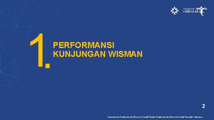 1 PERFORMANSI KUNJUNGAN WISMAN 2 Kementerian Pariwisata dan Ekonomi Kreatif/ Badan Pariwisata dan Ekonomi