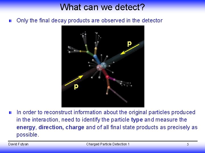 What can we detect? Only the final decay products are observed in the detector