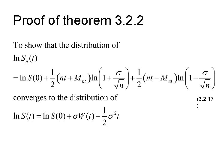 Proof of theorem 3. 2. 2 (3. 2. 17 ) 