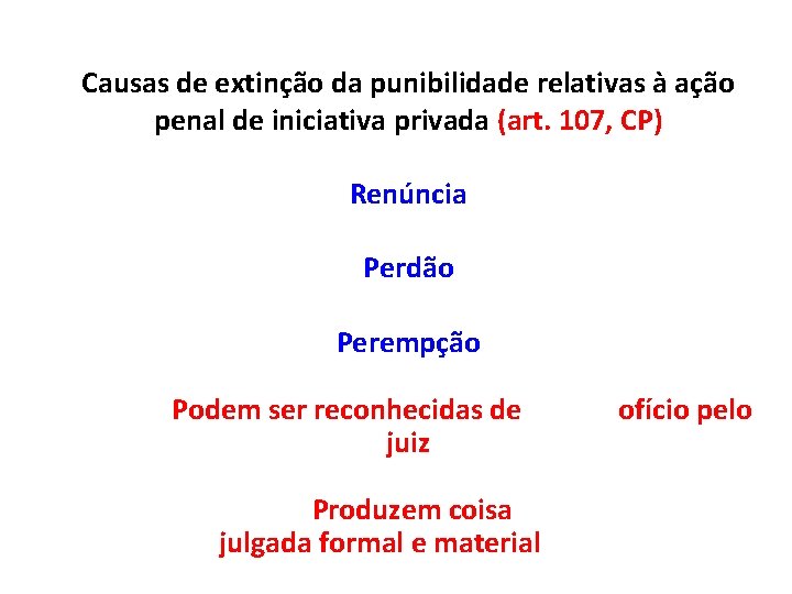 Causas de extinção da punibilidade relativas à ação penal de iniciativa privada (art. 107,