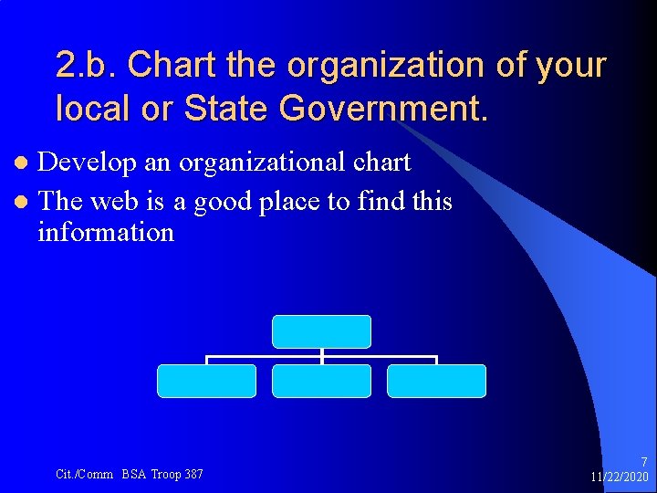 2. b. Chart the organization of your local or State Government. Develop an organizational