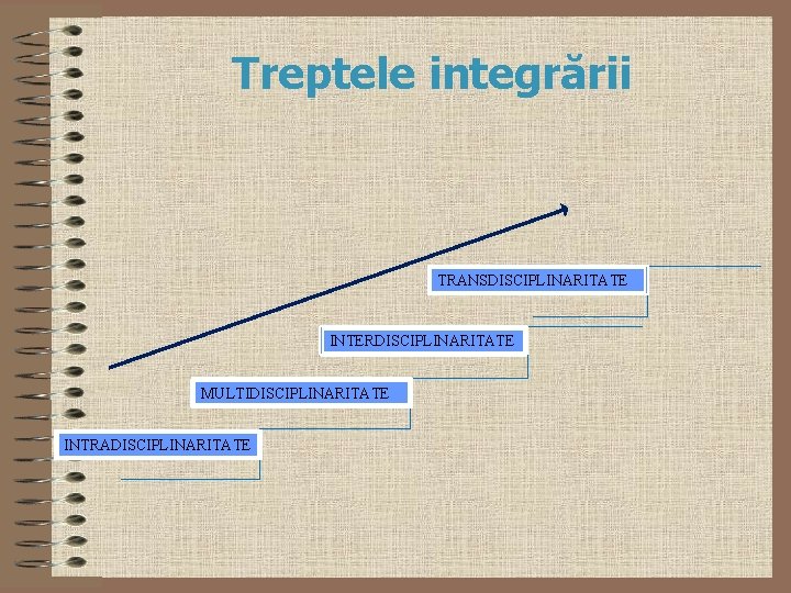 Treptele integrării TRANSDISCIPLINARITATE INTERDISCIPLINARITATE MULTIDISCIPLINARITATE INTRADISCIPLINARITATE 