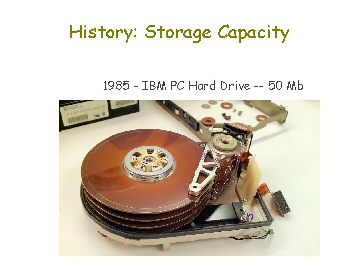 History: Storage Capacity 1985 - IBM PC Hard Drive -- 50 Mb 
