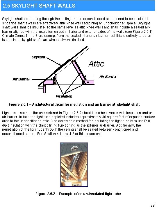 2. 5 SKYLIGHT SHAFT WALLS Skylight shafts protruding through the ceiling and an unconditioned