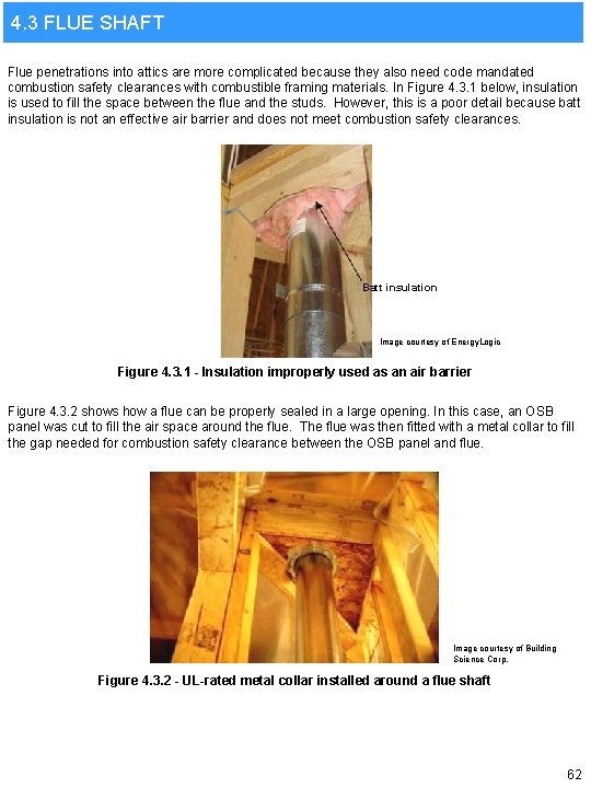 4. 3 FLUE SHAFT Flue penetrations into attics are more complicated because they also