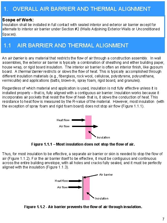 1. OVERALL AIR BARRIER AND THERMAL ALIGNMENT Scope of Work: Insulation shall be installed