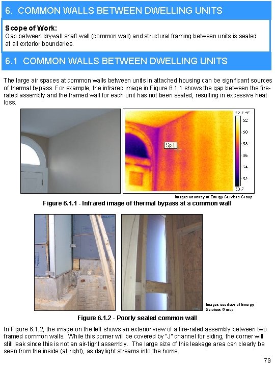 6. COMMON WALLS BETWEEN DWELLING UNITS Scope of Work: Gap between drywall shaft wall