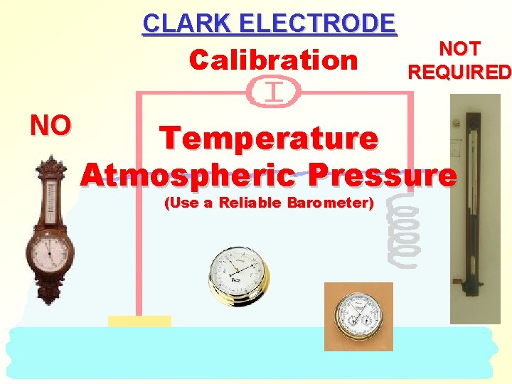 CLARK ELECTRODE Calibration NO NOT REQUIRED Temperature Atmospheric Pressure (Use a Reliable Barometer) 