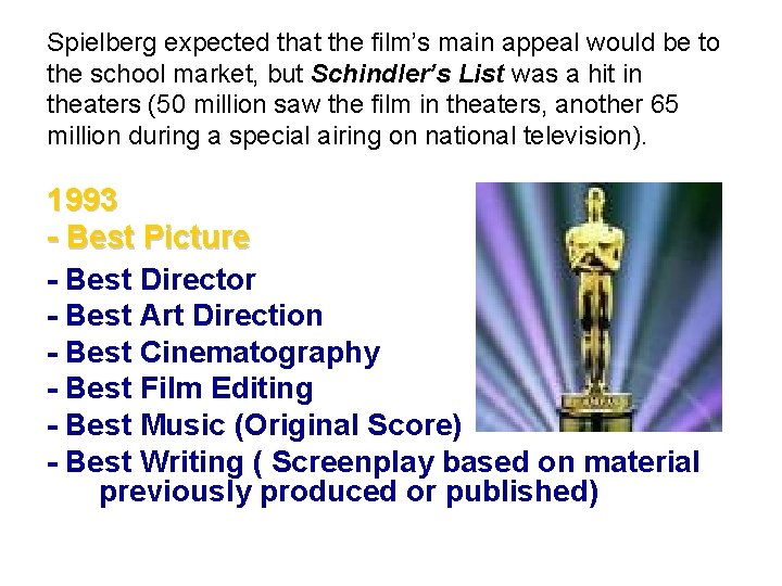 Spielberg expected that the film’s main appeal would be to the school market, but