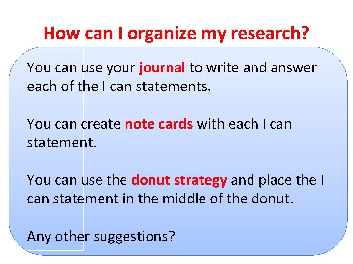 How can I organize my research? You can use your journal to write and