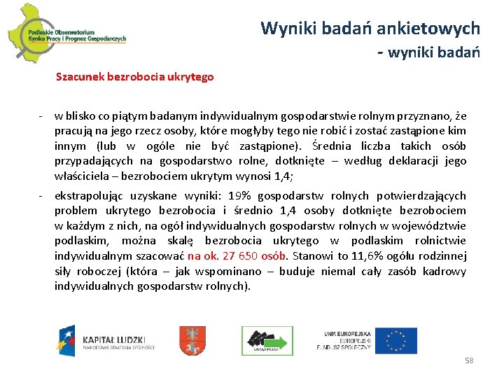 Wyniki badań ankietowych - wyniki badań Szacunek bezrobocia ukrytego - w blisko co piątym