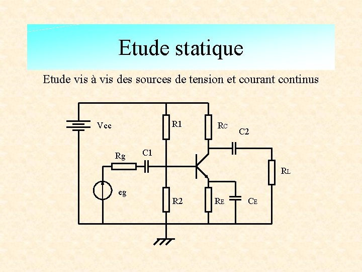 Etude statique Etude vis à vis des sources de tension et courant continus R