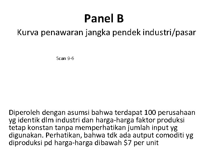 Panel B Kurva penawaran jangka pendek industri/pasar Scan 9 -6 Diperoleh dengan asumsi bahwa