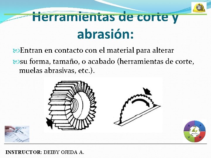 Herramientas de corte y abrasión: Entran en contacto con el material para alterar su