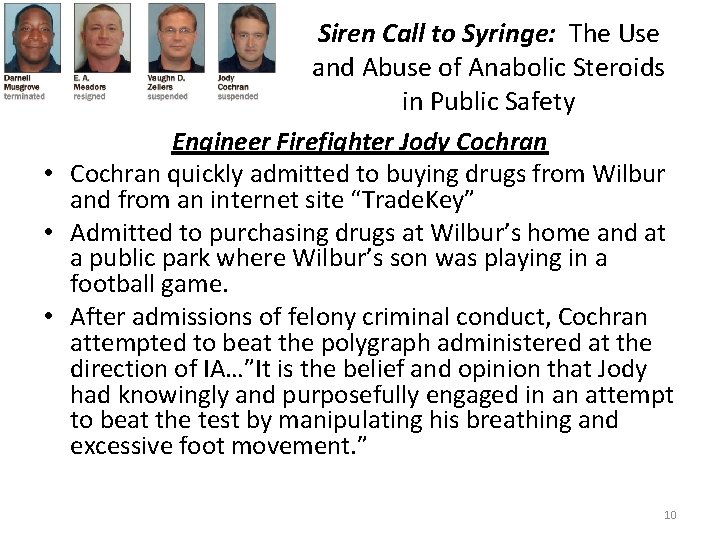 Siren Call to Syringe: The Use and Abuse of Anabolic Steroids in Public Safety