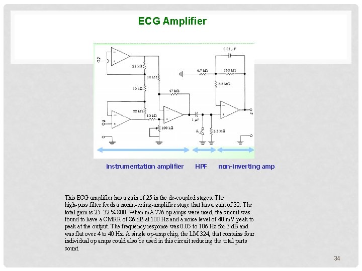 ECG Amplifier instrumentation amplifier HPF non-inverting amp This ECG amplifier has a gain of