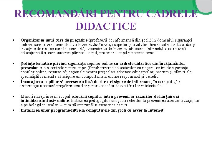 RECOMANDĂRI PENTRU CADRELE DIDACTICE • Organizarea unui curs de pregătire (profesorii de informatică din RECOMANDĂRI PENTRU CADRELE DIDACTICE • Organizarea unui curs de pregătire (profesorii de informatică din