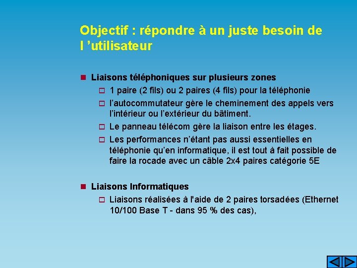 Objectif : répondre à un juste besoin de l ’utilisateur n Liaisons téléphoniques sur