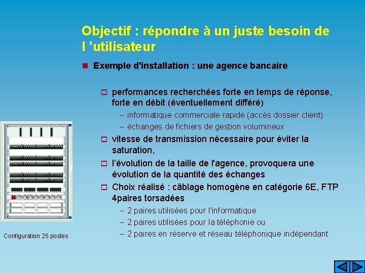 Objectif : répondre à un juste besoin de l ’utilisateur n Exemple d'installation :