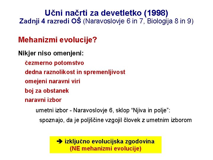 Učni načrti za devetletko (1998) Zadnji 4 razredi OŠ (Naravoslovje 6 in 7, Biologija