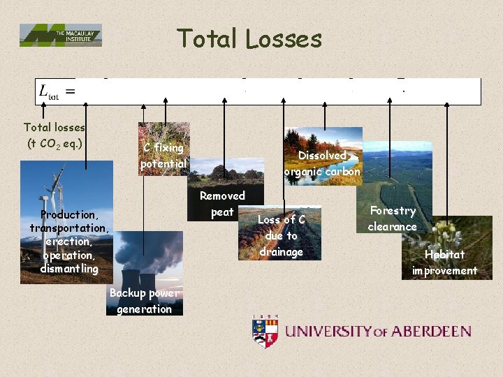 Total Losses Total losses (t CO 2 eq. ) C fixing potential Production, transportation,